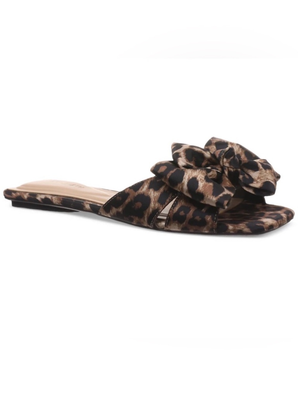 Leopard Print Bow Slide Mule in Brown